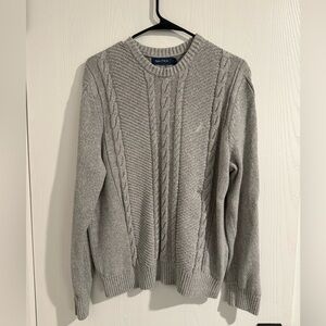 Nautica Men's Gray Cable Knit Crewneck Sweater